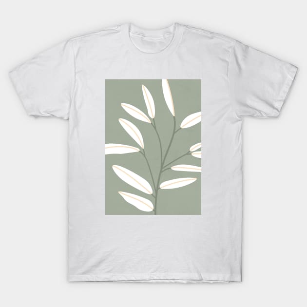 Mid Century Modern Artwork, Plant Leaves, Sage Green 1 T-Shirt by Colorable